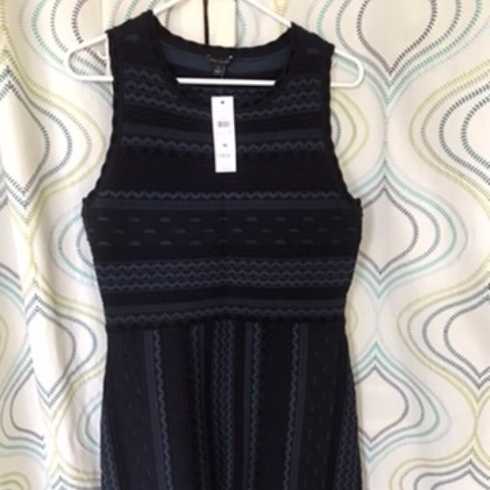 NWT Ann Taylor Knit Black and Blue Dress